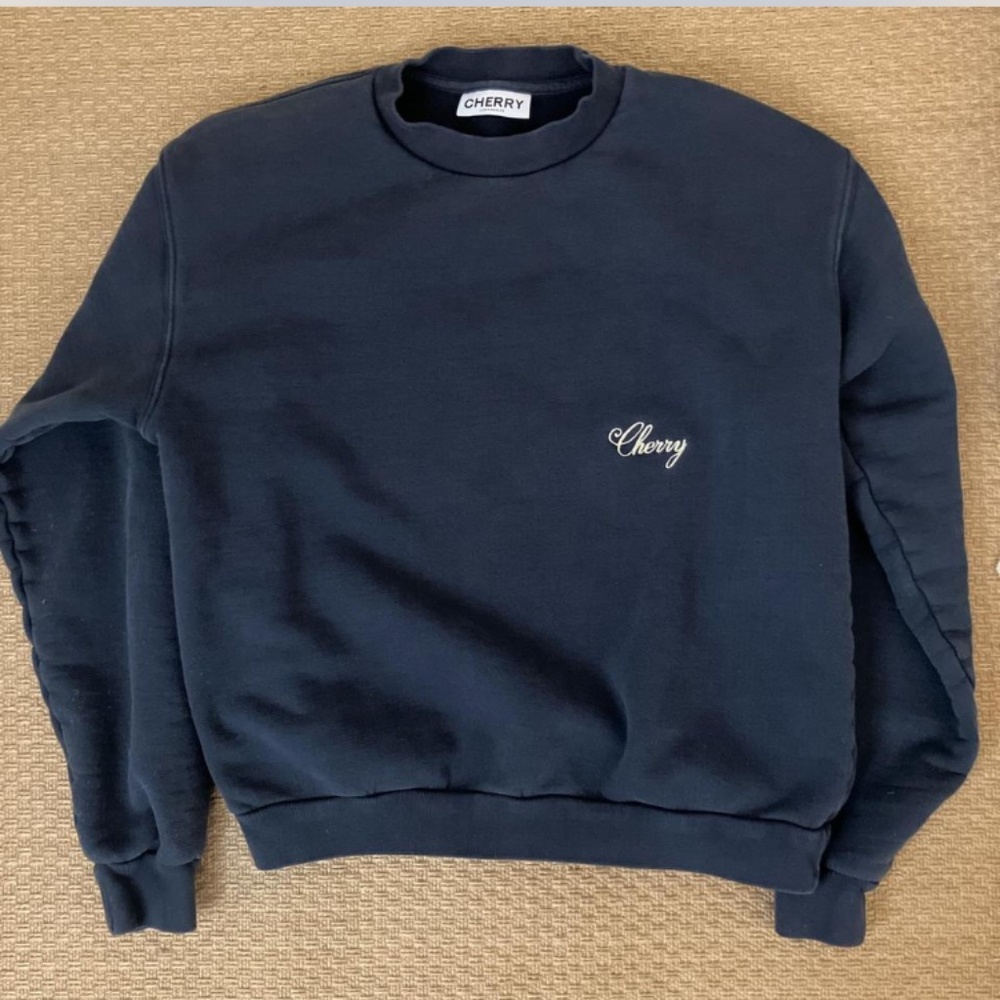 LIKE NEW CHERRY Los Angeles embroidered logo sweater sweatshirt navy
